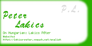 peter lakics business card