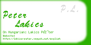 peter lakics business card